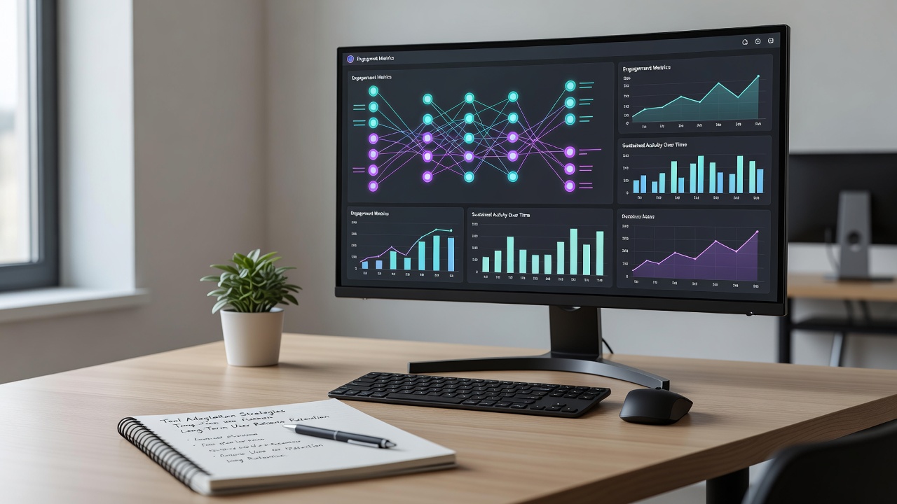 Interactive data visualizations showing user engagement metrics in a specialized digital community setting